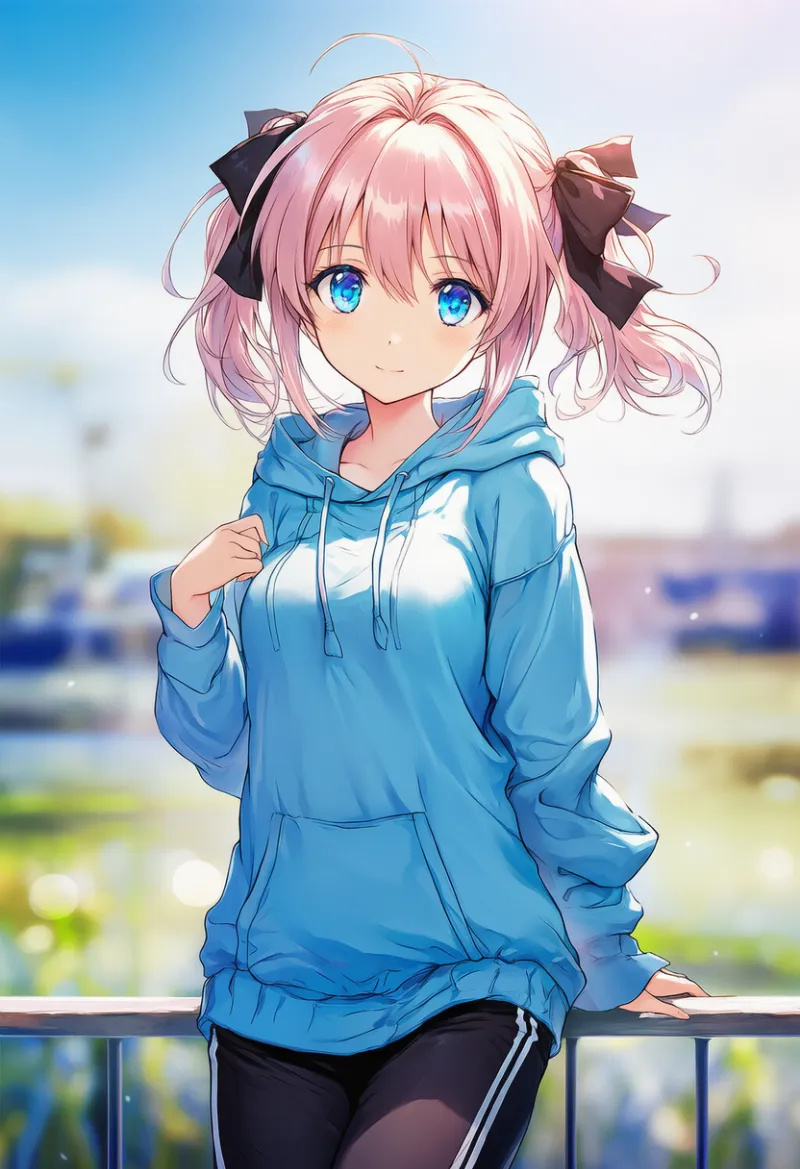 パーカーとジャージの組み合わせプロンプトとAIイラスト