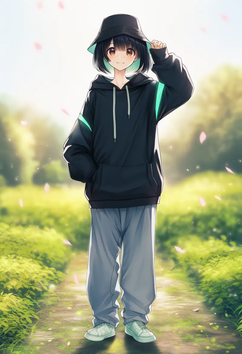 ゆるダボ系ストリートコーデのプロンプト|中学生の私服コーデの作例-1