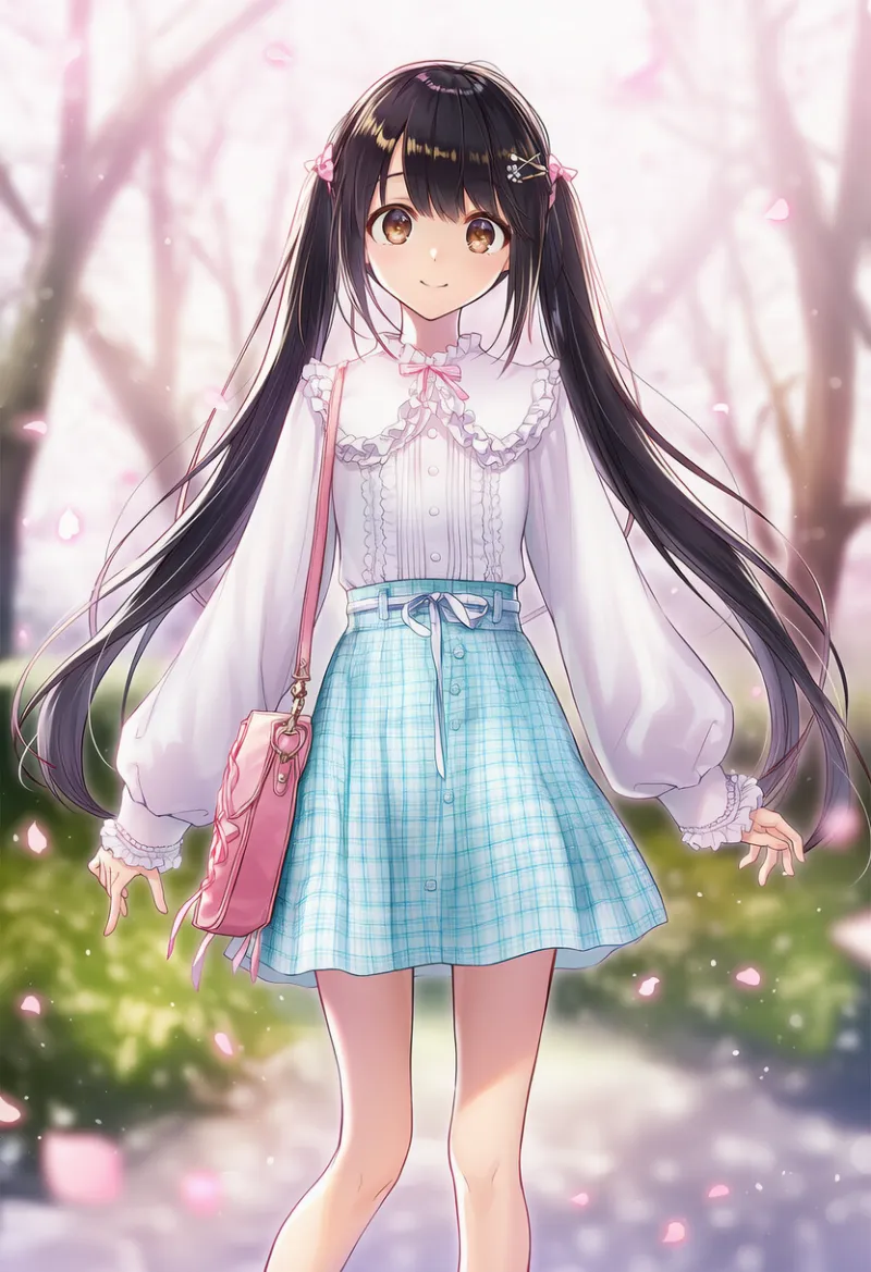 ガーリー・フレンチカジュアル系コーデのプロンプト|中学生の私服コーデの作例-3