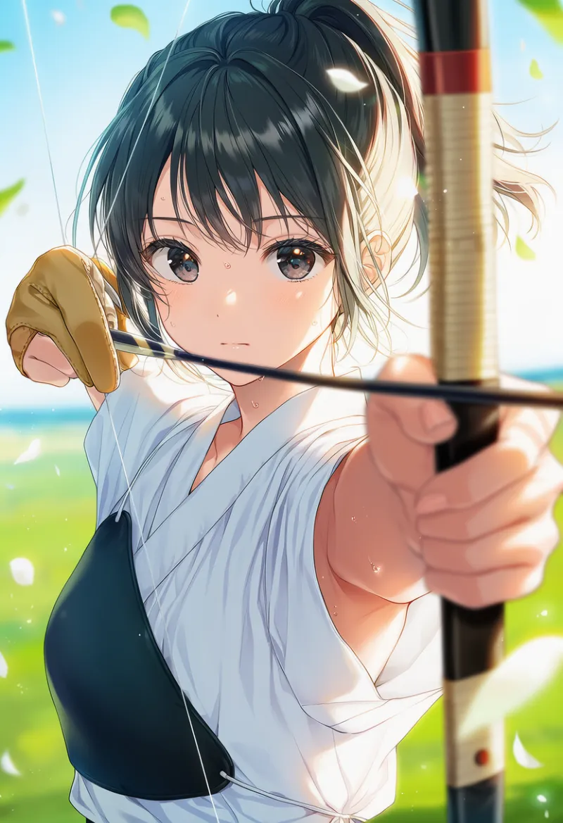 viewerを狙う弓道ポーズのプロンプト|AIイラスト