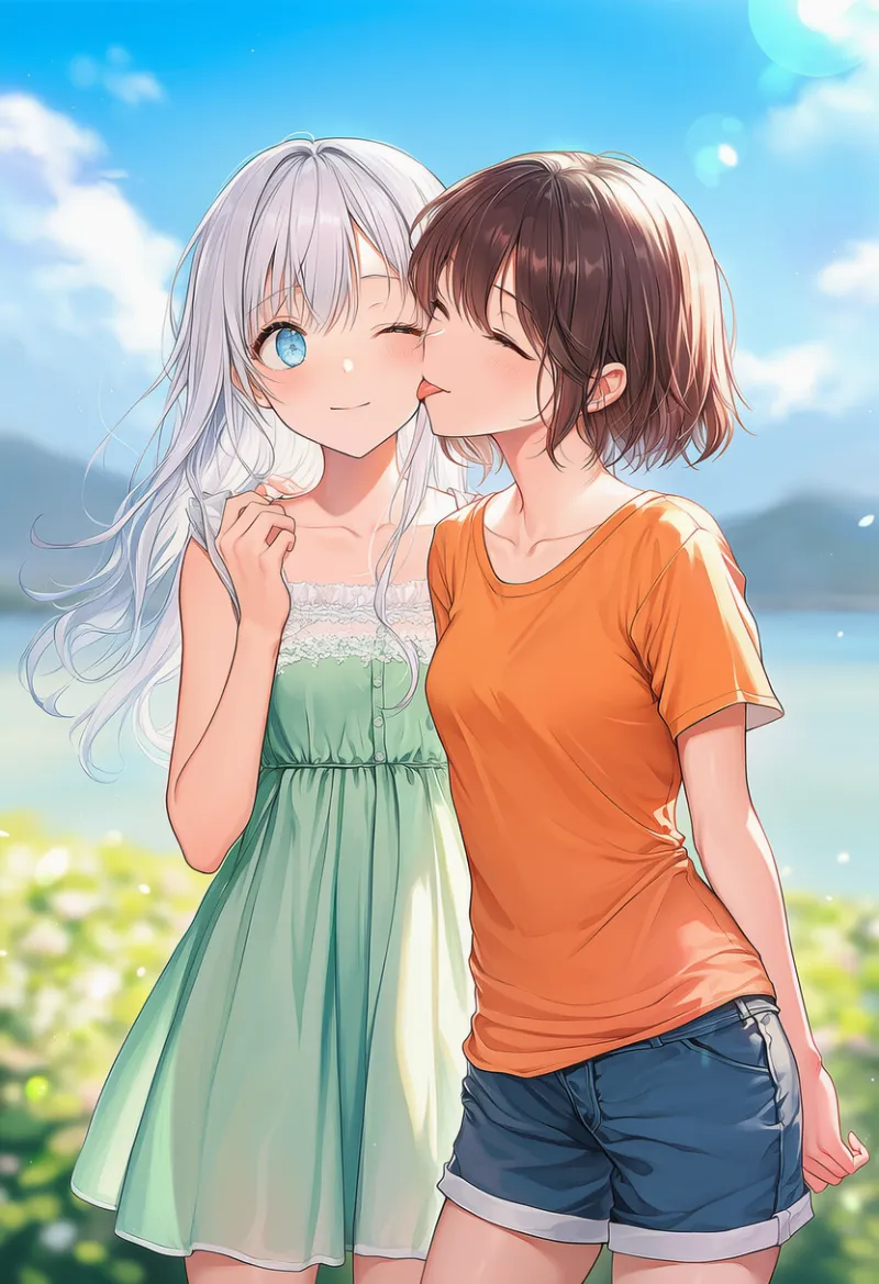 顔を舐める仕草のプロンプト｜AIイラスト作例