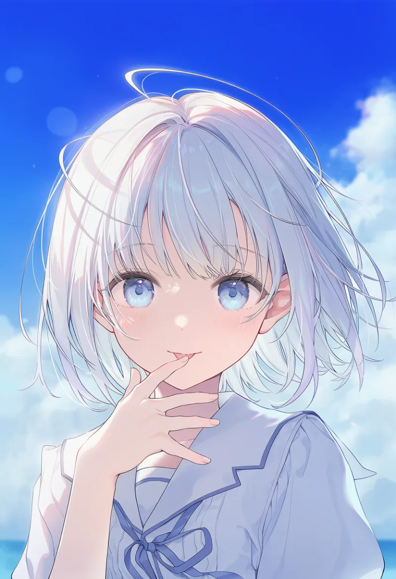 指を舐める仕草のプロンプト｜AIイラスト作例