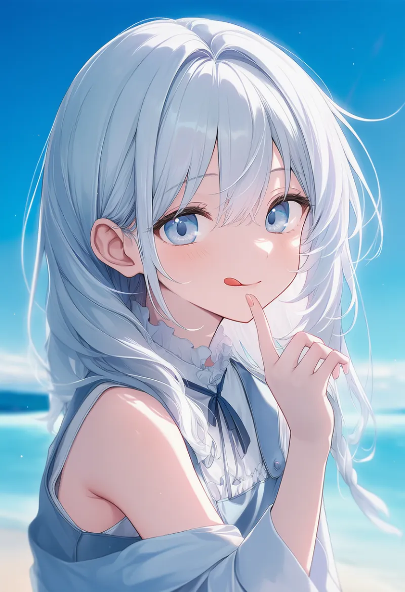 自分自身を舐める仕草のプロンプト｜AIイラスト作例