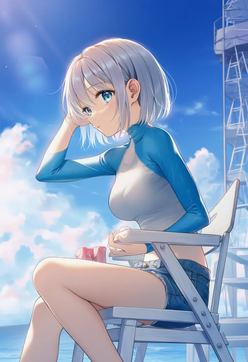 監視員の椅子、監視塔のAIイラスト(プールサイド)