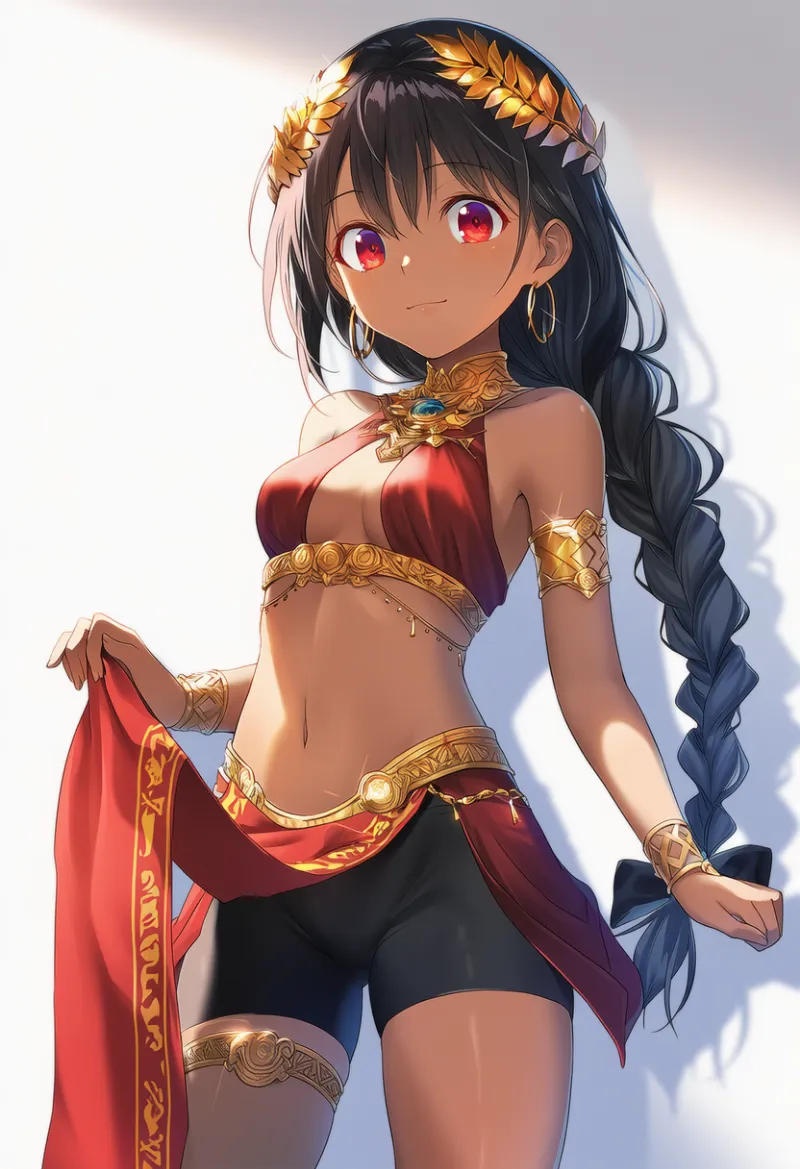 腰布をめくるポーズのAIイラスト｜プロンプト紹介