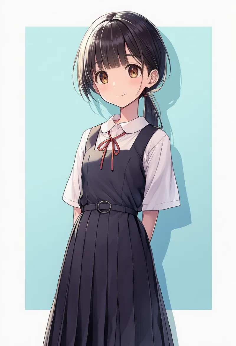 ロングスカートのAIイラスト(中学校の制服)|プロンプト紹介