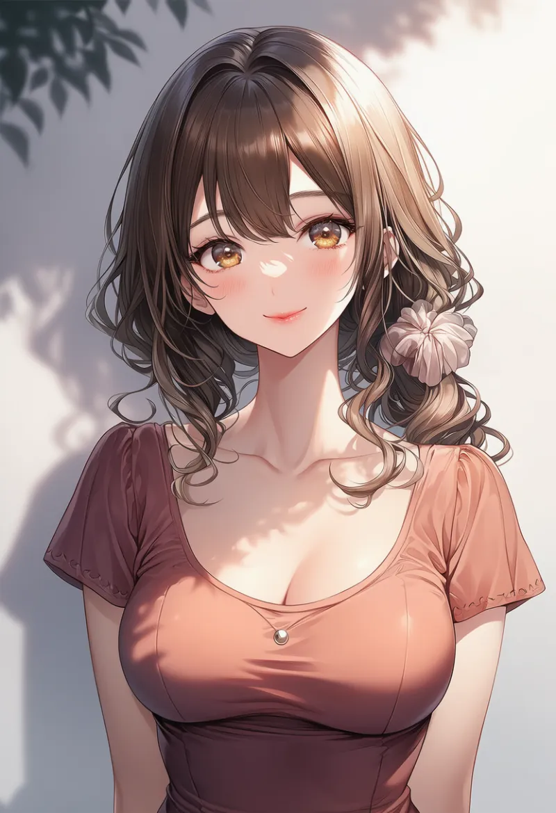 低め結びのウェーブポニーテール｜大人の女性の髪型プロンプト紹介