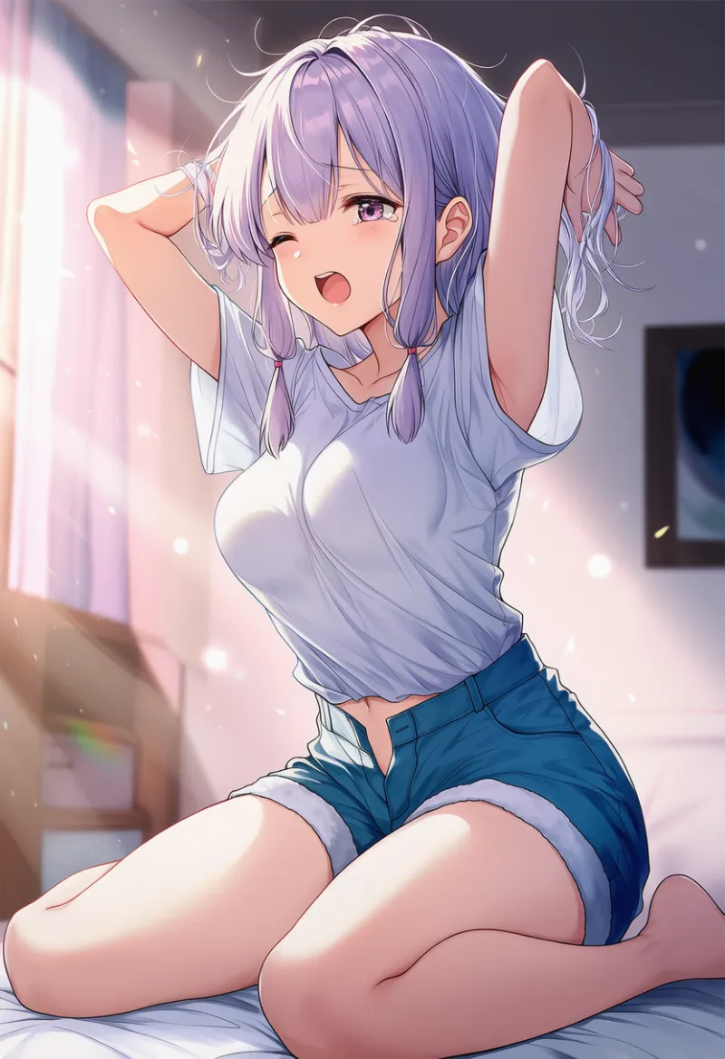 low-tied sidelocksで毛束の重力感を出すプロンプトとAIイラスト作例