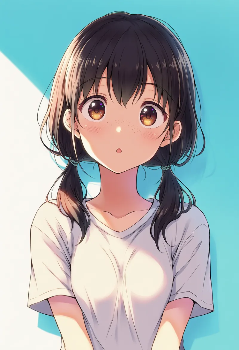 低い位置で結んだツインテールのAIイラスト(中学生らしい髪型)|プロンプト紹介