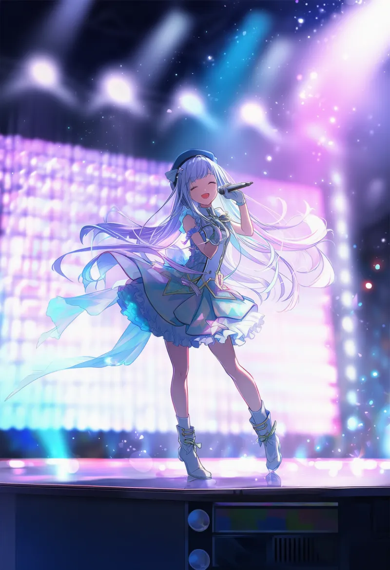 マーキーライトのプロンプト｜アイドルステージのAIイラスト