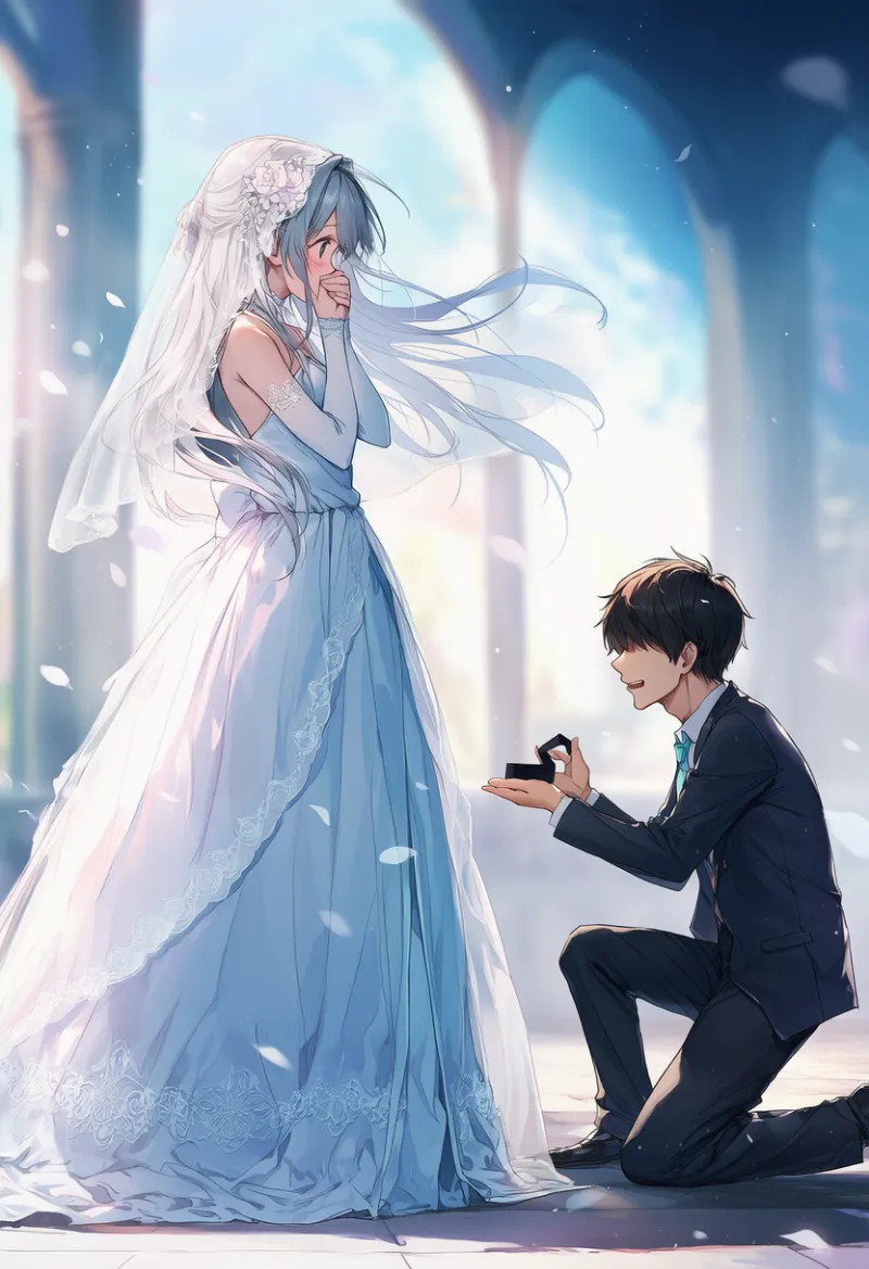 プロポーズのシーンのプロンプトとAIイラスト