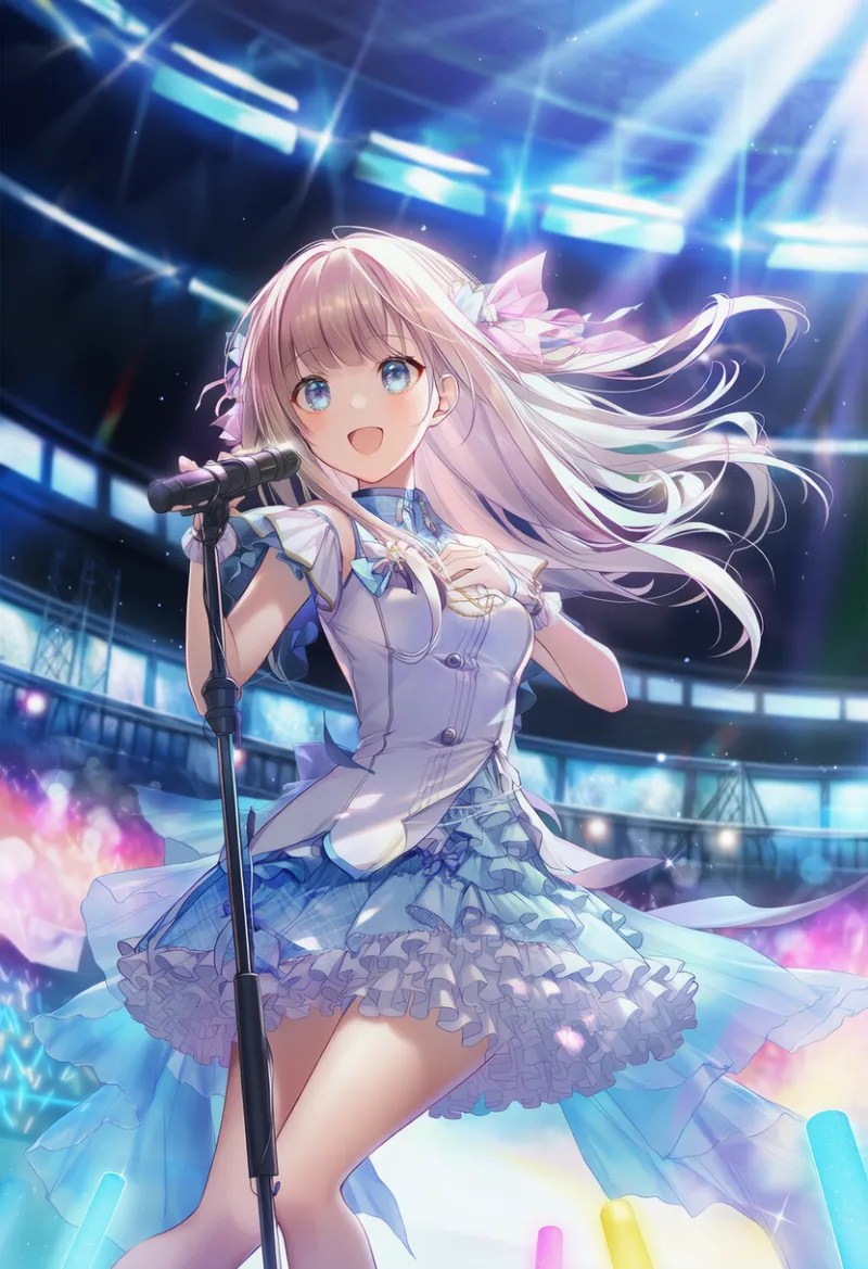 マイクスタンドのプロンプト｜アイドルステージのAIイラスト