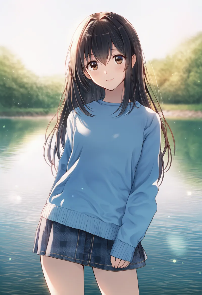 くすみブルーのスウェットのプロンプトとAIイラスト