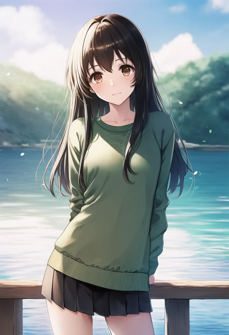 くすみグリーンのスウェットのプロンプトとAIイラスト