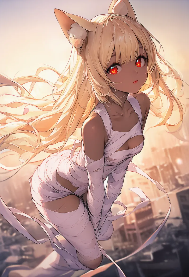 裸に包帯を巻くプロンプト（naked bandage）とAIイラスト