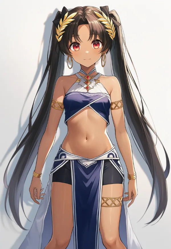 紺色の腰布に白色の縁取りのAIイラスト｜プロンプト紹介