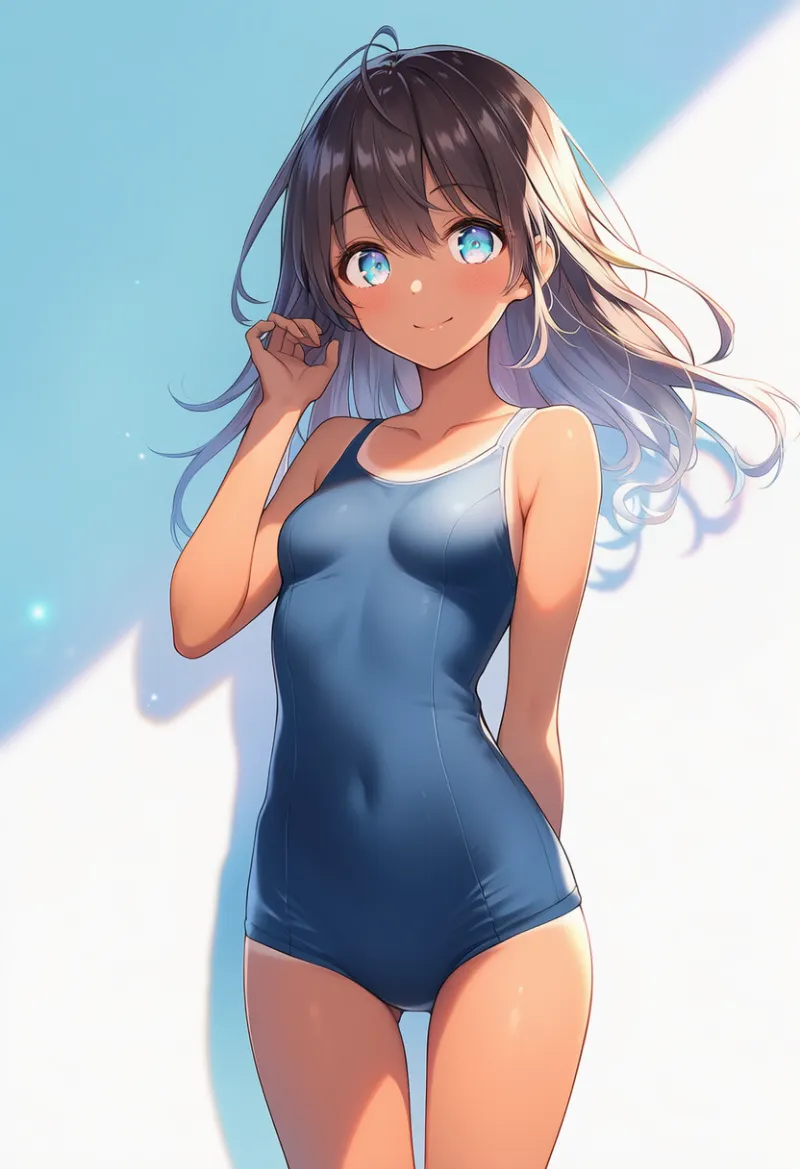 1980年代以降型のスクール水着（新スク）のAIイラスト｜プロンプト紹介