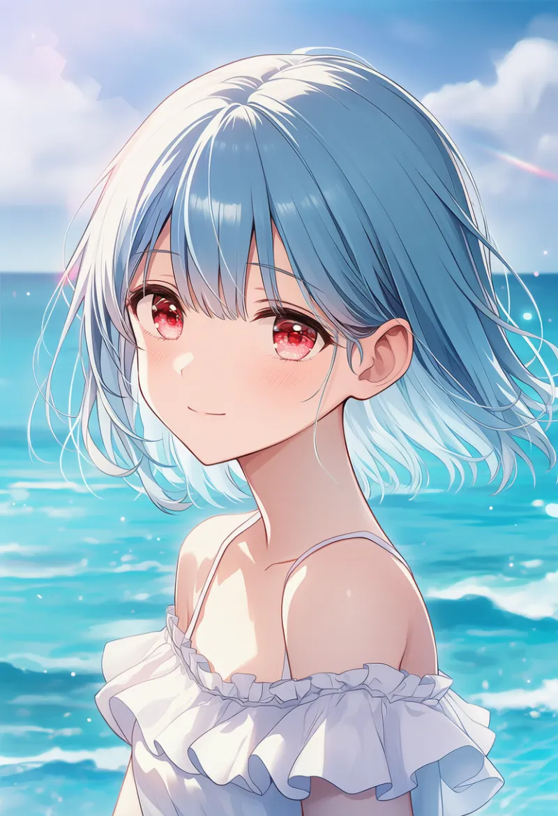 横髪なしを指定するプロンプトとAIイラスト作例