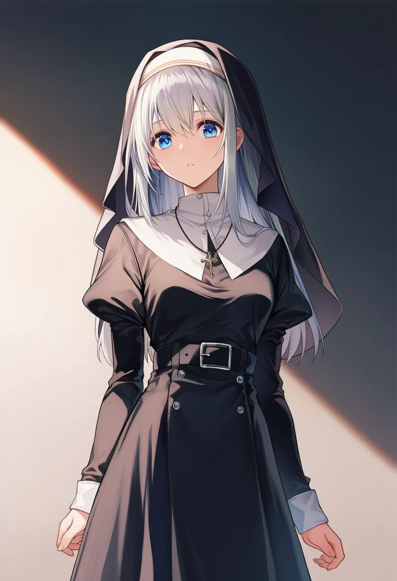 ジュリエットスリーブの修道服デザインのAIイラスト