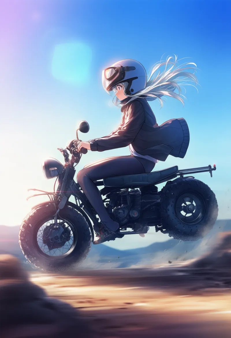 ATV、四輪バギーに乗るプロンプトとAIイラスト