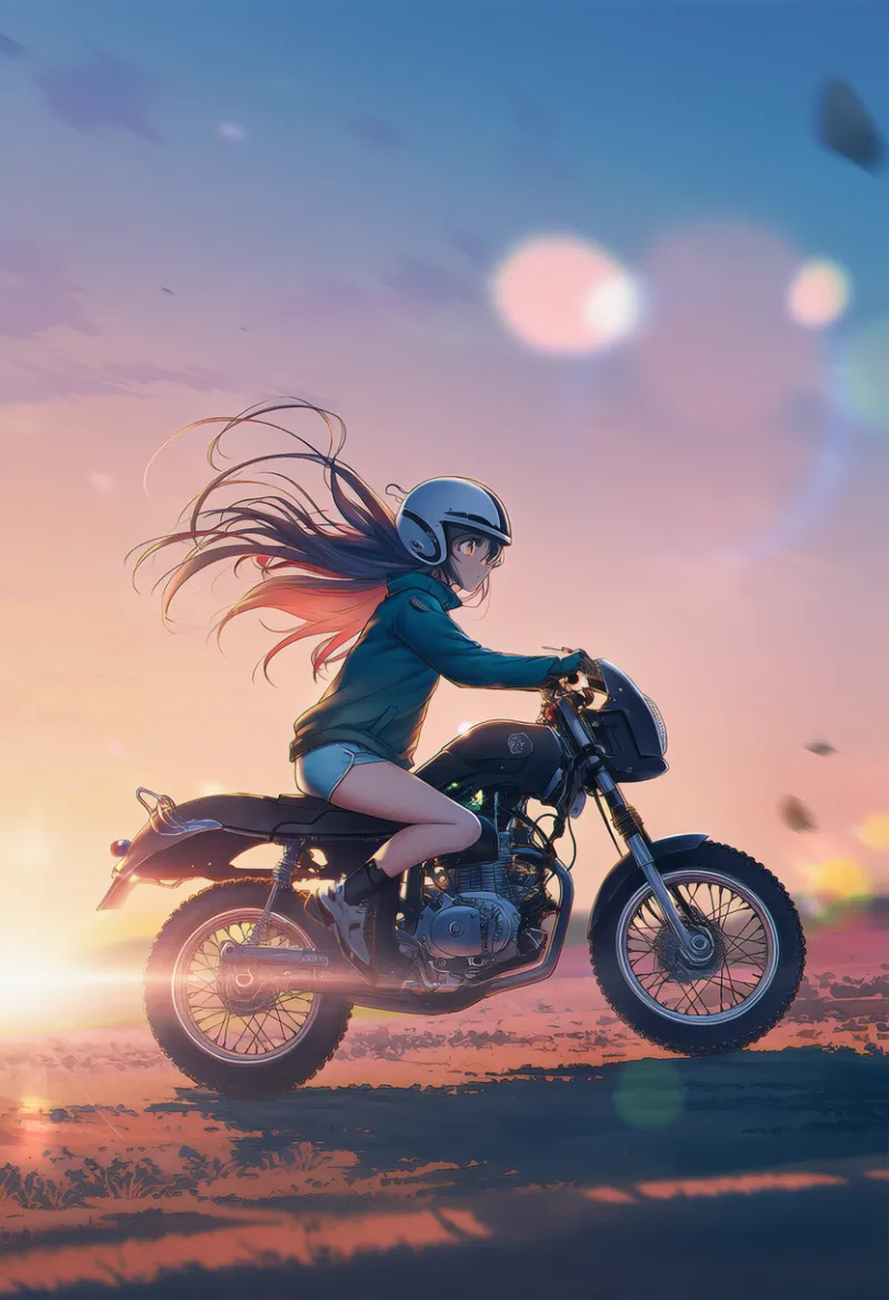 ダートバイクに乗るプロンプトとAIイラスト