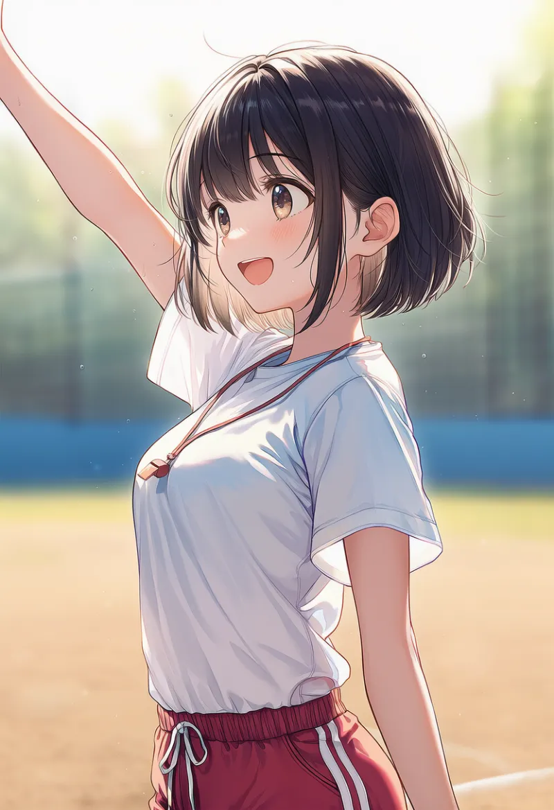 声を張り上げて応援する野球部マネージャーのAIイラストとプロンプト紹介