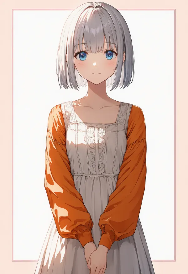 オレンジ色の袖のプロンプト｜AIイラスト