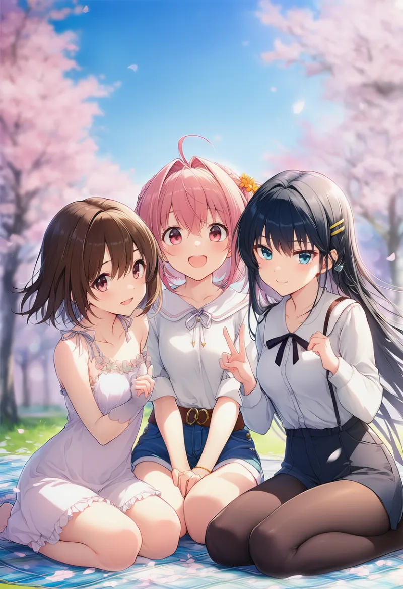 ピクニックシートのAIイラスト｜プロンプト：picnic blanket