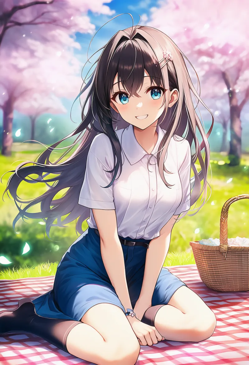 ピクニックバスケットのAIイラスト｜プロンプト：picnic basket