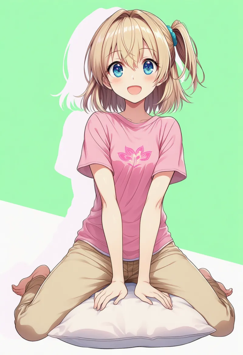 枕に跨るプロンプトとAIイラスト