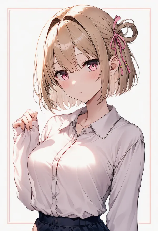 袖をつまんでいるプロンプト｜AIイラスト