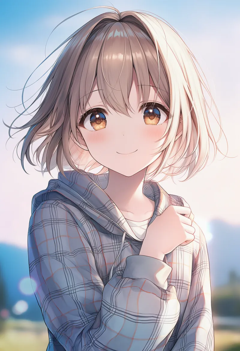 プレイド柄のパーカーのプロンプトとAIイラスト