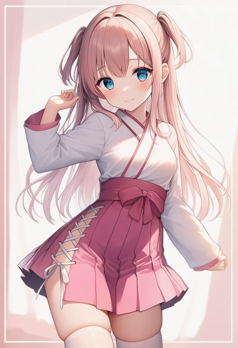 編み上げのプリーツスカート|和ロリータに合う服装プロンプト紹介