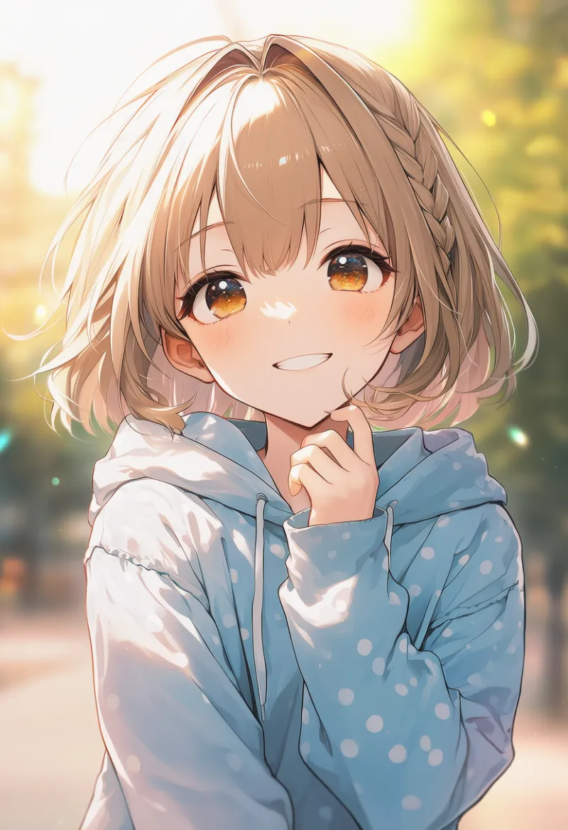 水玉模様のパーカーのプロンプトとAIイラスト