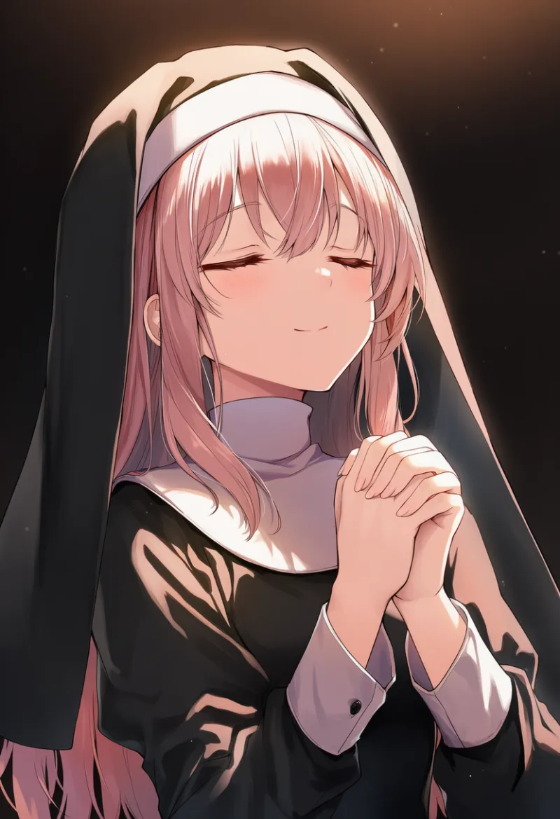 修道女の祈りのポーズのAIイラスト