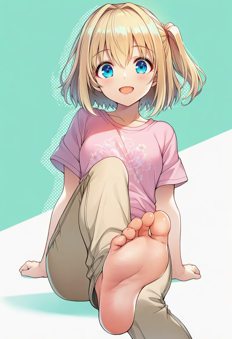 足をviewerに見せつけるポーズのAIイラスト|プロンプト紹介