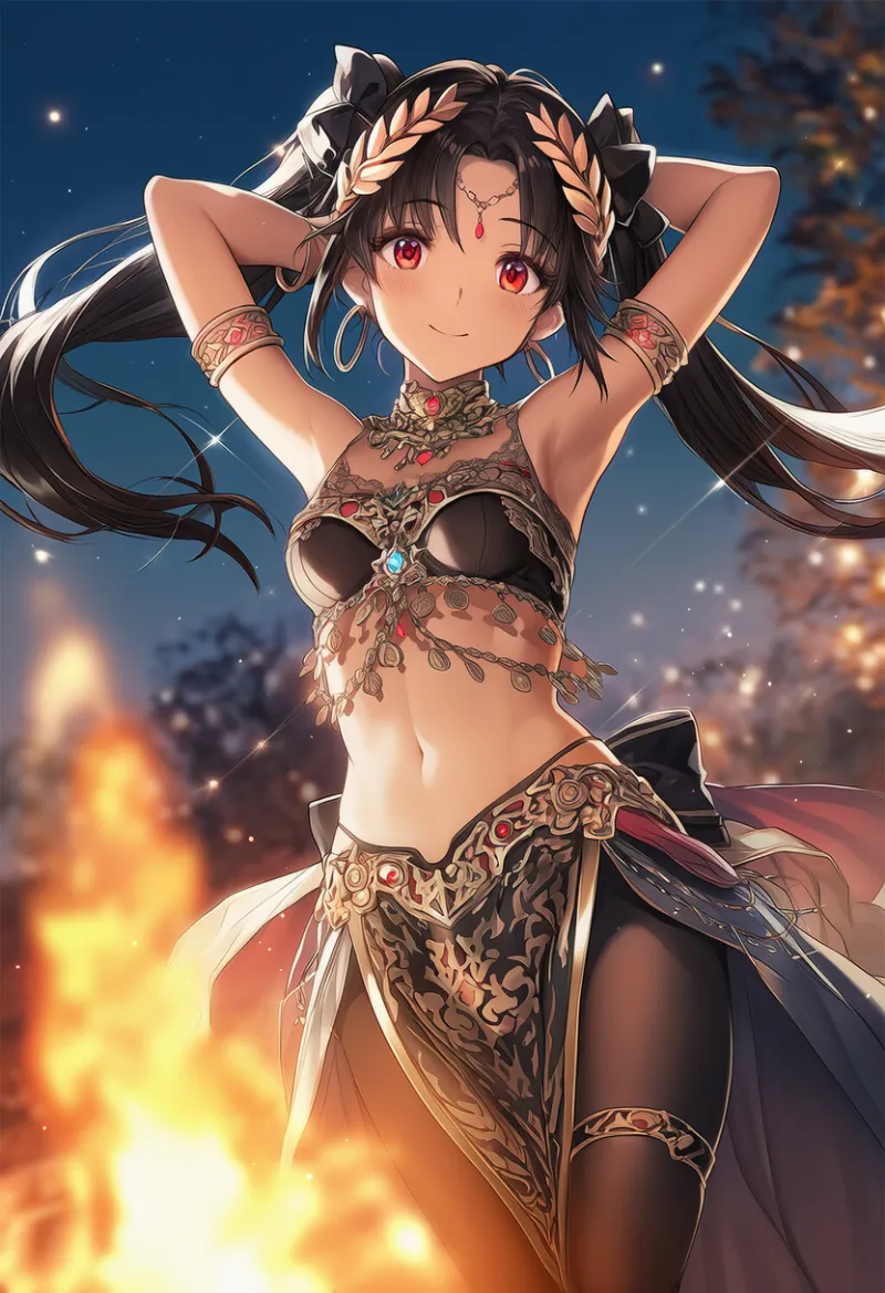 プリント柄の腰布のAIイラスト｜プロンプト紹介