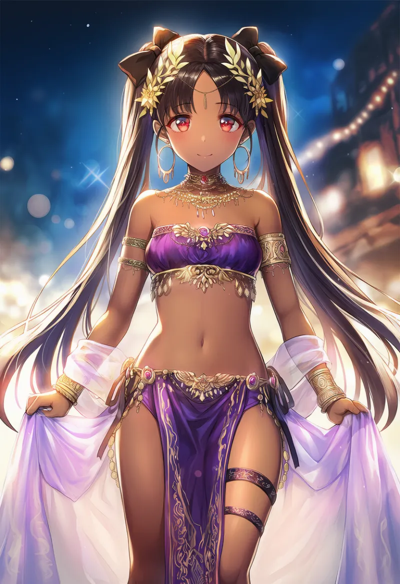 紫色の腰布のAIイラスト｜プロンプト紹介