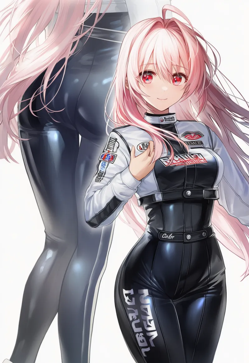 スポンサーロゴ入りのレーシングスーツのプロンプトとAIイラスト