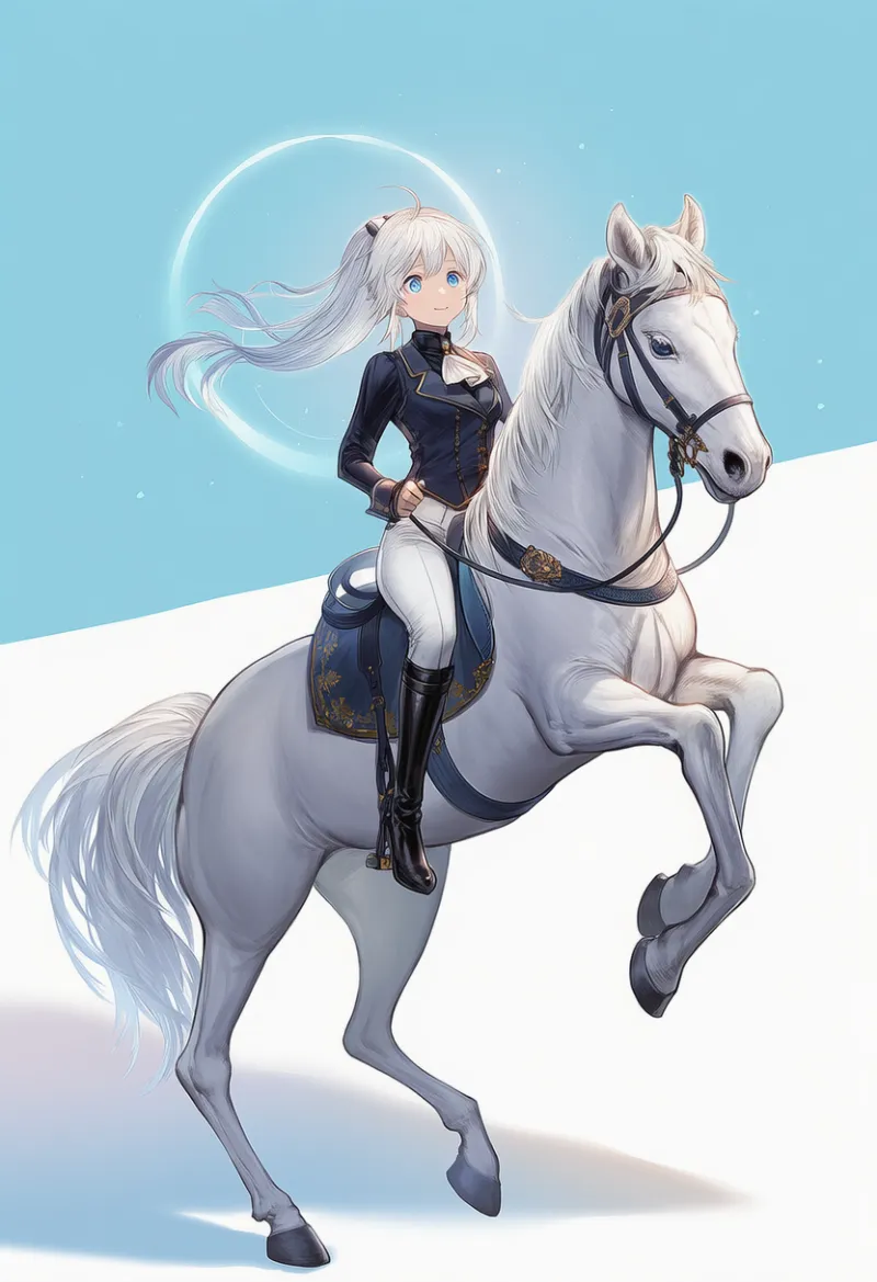 馬が後ろ足で立つポーズのプロンプト紹介：乗馬に関するAIイラスト