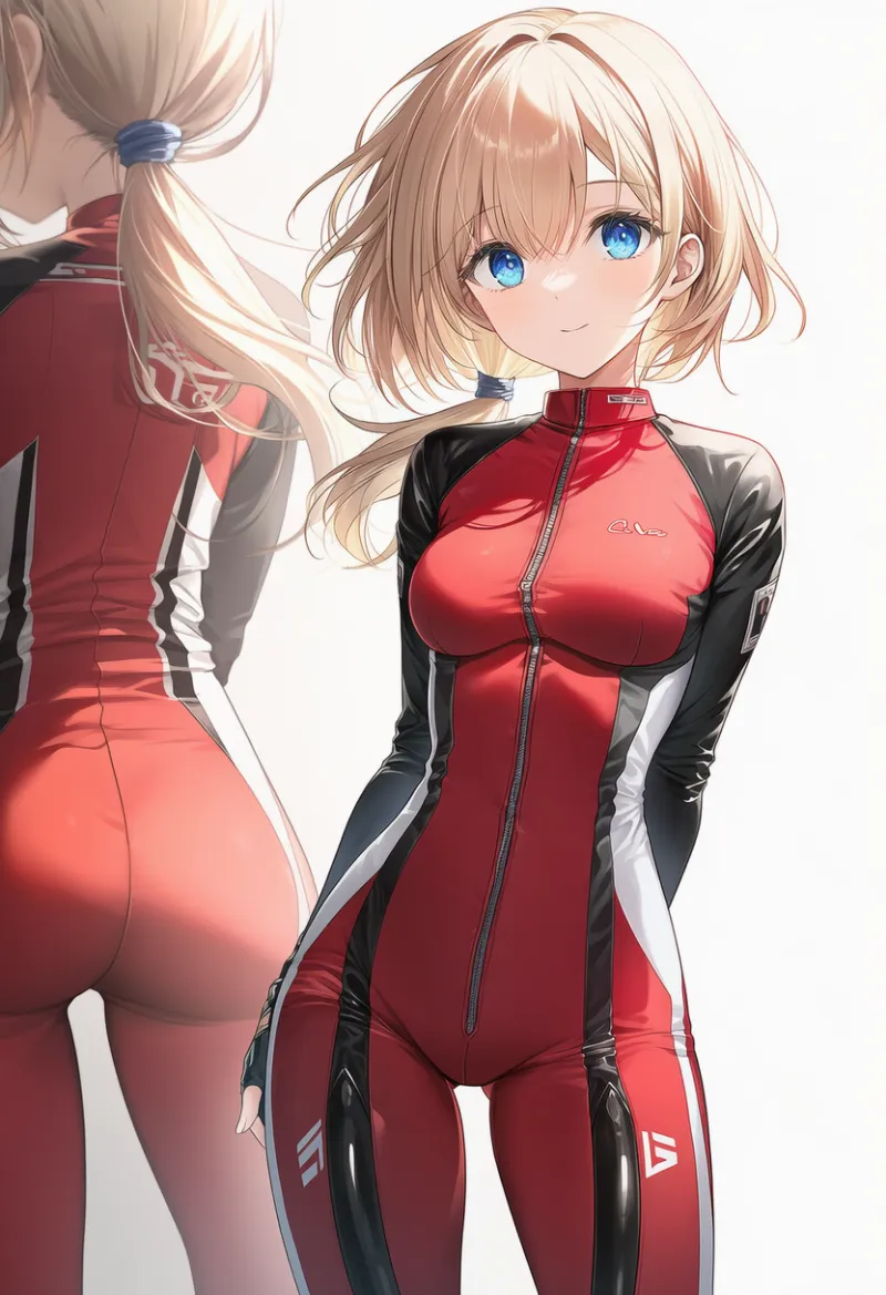 レーシングストライプのバイクスーツのプロンプトとAIイラスト