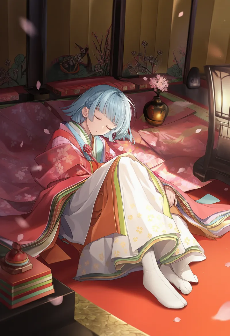 赤いカーペットのAIイラストとプロンプト紹介（ひな祭り用）