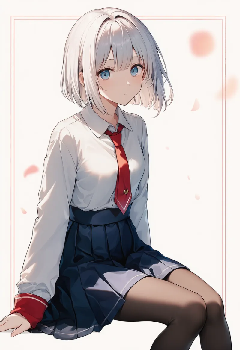 白いシャツに赤い袖口のAIイラスト作例とプロンプト