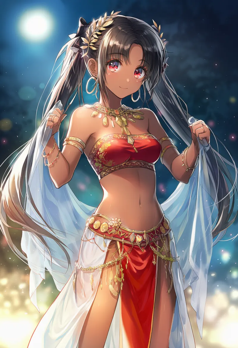 赤色の腰布のAIイラスト｜プロンプト紹介