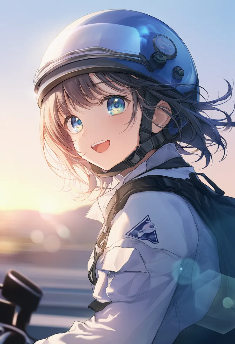 スピード感を出してバイクに乗る状態を再現するプロンプトとAIイラスト