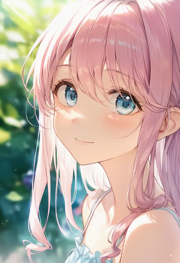 毛先がリング上の横髪のプロンプト：ring sidelocks, ringlets｜AIイラスト