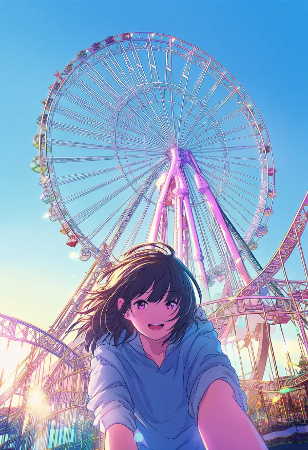 ジェットコースターのAIイラスト(遊園地)