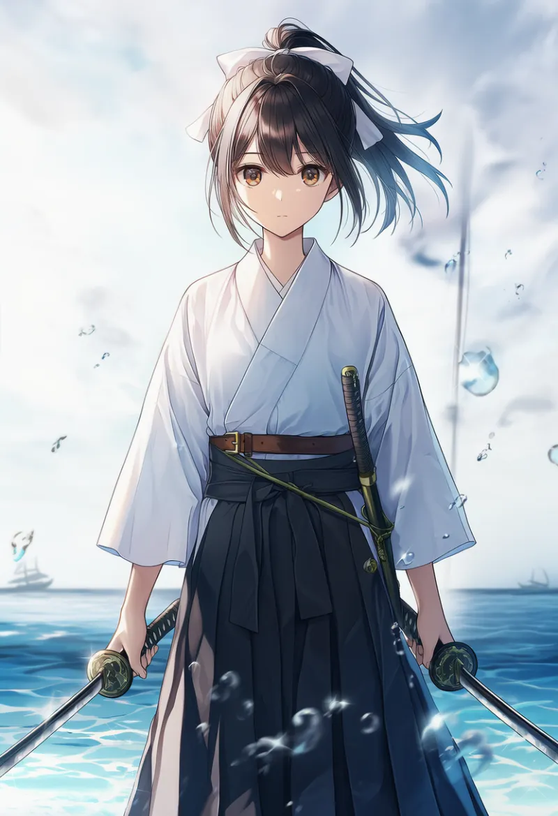 袴スカート(侍装備)のAIイラスト