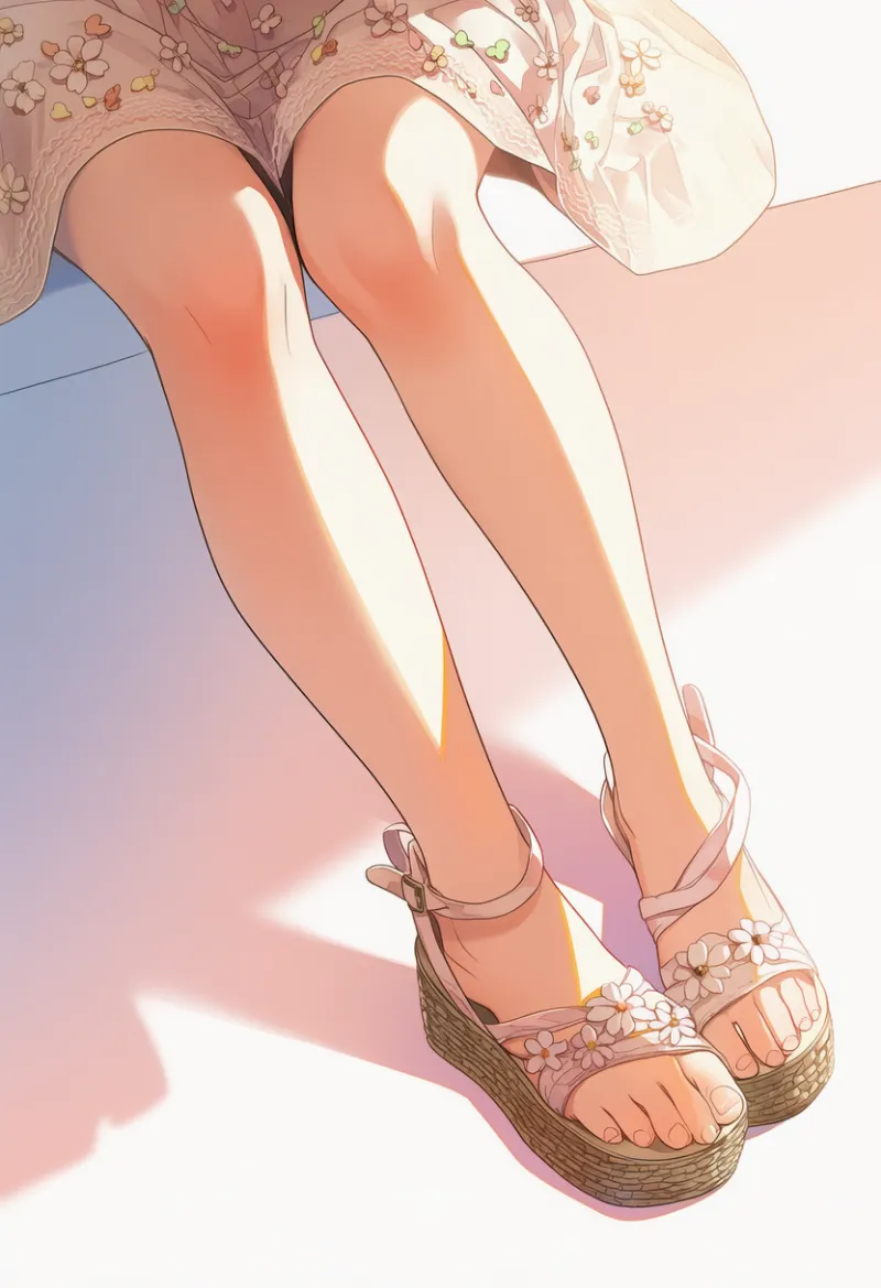 サンダル|春コーデ用のアイテムのAIイラストとプロンプト紹介
