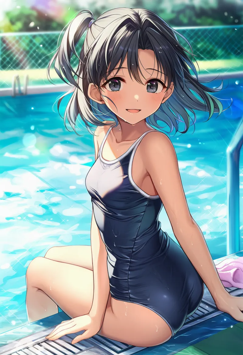 皺が強調されたスクール水着のAIイラストとプロンプト紹介